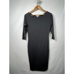 Sundry Dress 1 Small Gray Fitted Ruched Side 3/4 Sleeve Fitted Women's‎